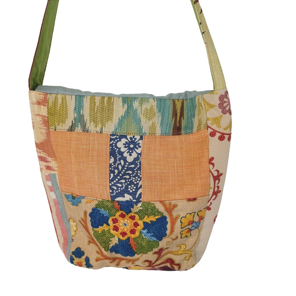 Boho Patchwork Shoulder Bag Multicolor Ikat Floral Bee Tapestry Hobo Handbag - Picture 3 of 10